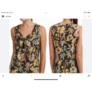 Cabi Womens Osaka Nights Blouse‎ top sz M Floral Ruffle V-Neck career Whimsigoth